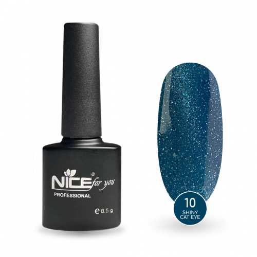 Светоотражающий гель-лак Nice for you Shiny Cat Eye №10 с эффектом кошачьего глаза Темно-бирюзовый 8.5 г
