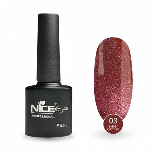 Светоотражающий гель-лак Nice for you Shiny Cat Eye №03 с эффектом кошачьего глаза Красный 8.5 г