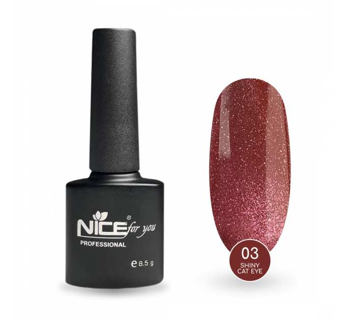 Светоотражающий гель-лак Nice for you Shiny Cat Eye №03 с эффектом кошачьего глаза Красный 8.5 г