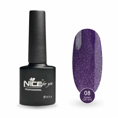 Светоотражающий гель-лак Nice for you Shiny Cat Eye №08 с эффектом кошачьего глаза Фиолетовый 8.5 г