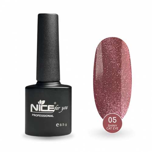 Светоотражающий гель-лак Nice for you Shiny Cat Eye №05 с эффектом кошачьего глаза Розовый 8.5 г