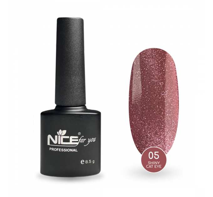Светоотражающий гель-лак Nice for you Shiny Cat Eye №05 с эффектом кошачьего глаза Розовый 8.5 г