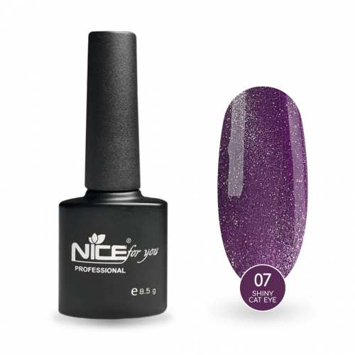 Светоотражающий гель-лак Nice for you Shiny Cat Eye №07 с эффектом кошачьего глаза Лавандовый 8.5 г