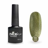 Светоотражающий гель-лак Nice for you Shiny Cat Eye №02 с эффектом кошачьего глаза Оливковый 8.5 г