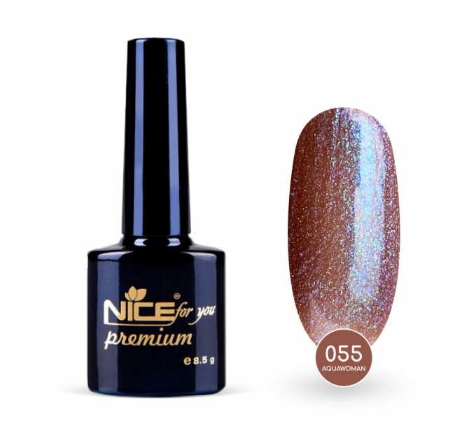 Гель-лак Nice for you Aquawoman Premium №055 Коричнево-синий 8.5 г
