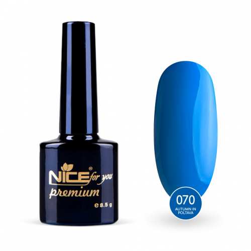 Гель-лак Nice for you Autumn in Poltava Premium №070 Голубо-синий 8.5 г