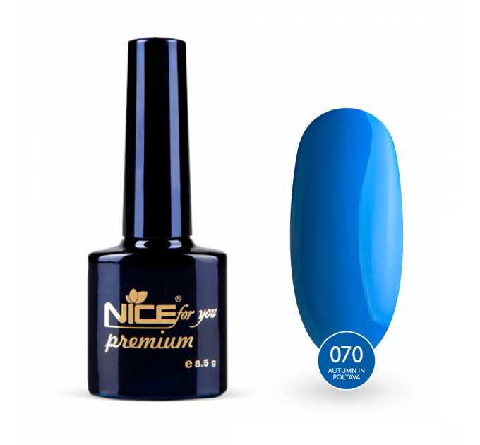 Гель-лак Nice for you Autumn in Poltava Premium №070 Голубо-синий 8.5 г