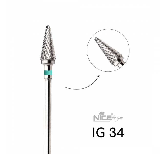Твердосплавная фреза Nice for you Конус IG 34 Зеленый