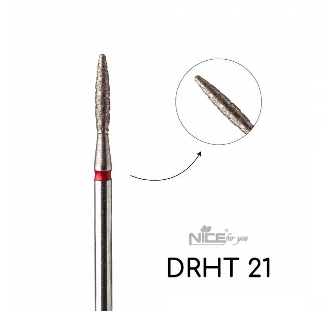 Фреза алмазная Nice for you ТОРНАДО ПЛАМЯ DRHT 21 Красное