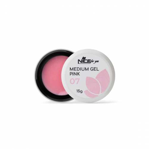 Гель для наращивания Nice for you Medium gel №07 Pink Розовый с шимером 15 г