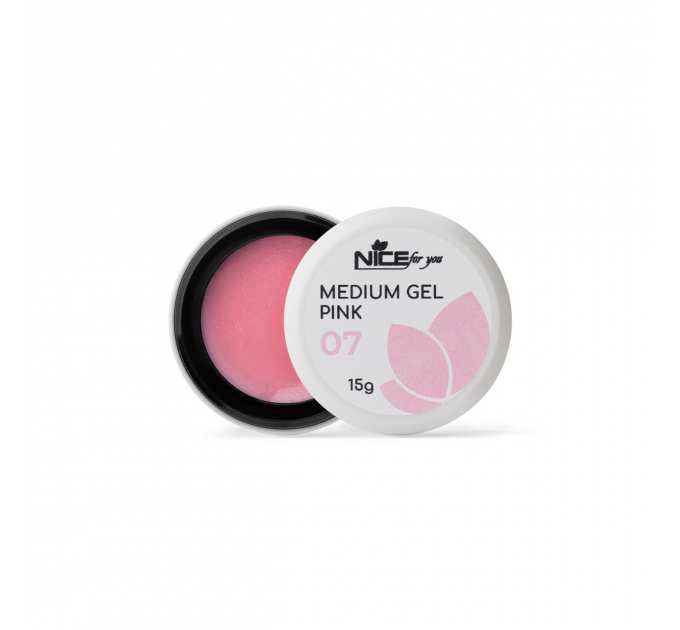 Гель для наращивания Nice for you Medium gel №07 Pink Розовый с шимером 15 г