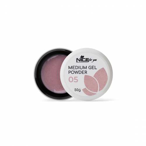 Гель для наращивания Nice for you Medium gel №05 Powder Пудрово-розовый с шимером 50 г