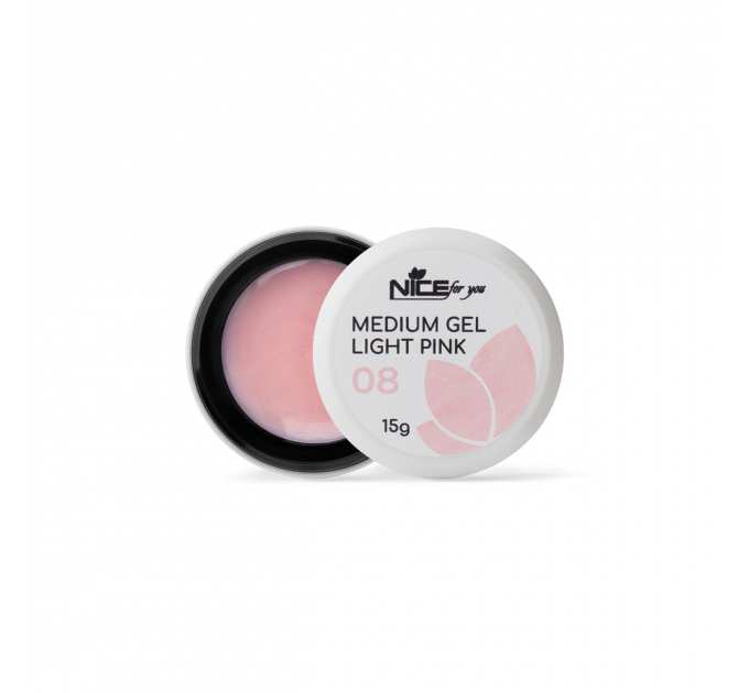 Гель для наращивания Nice for you Medium gel №08 Light pink Светло-розовый с шимером 15 г