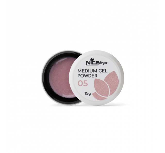 Гель для наращивания Nice for you Medium gel №05 Powder Пудрово-розовый с шимером 15 г