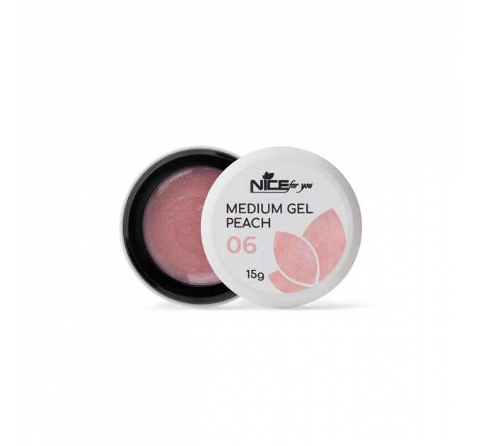 Гель для наращивания Nice for you Medium gel №06 Peach Персиковый с шимером 15 г