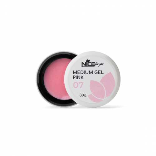 Гель для наращивания Nice for you Medium gel №07 Pink Розовый с шимером 30 г