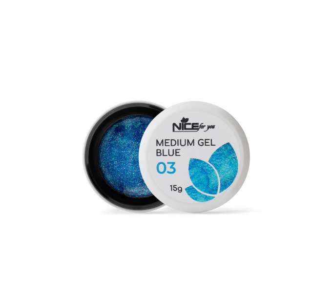 Гель для наращивания Nice for you Medium gel №03 Blue Прозрачный с голубым с шимером 15 г