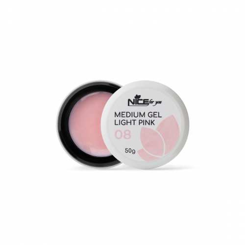 Гель для наращивания Nice for you Medium gel №08 Light pink Светло-розовый с шимером 50 г