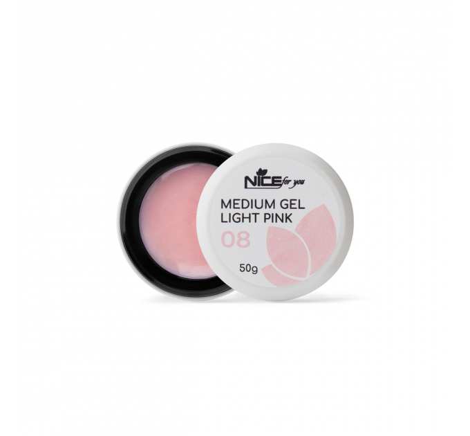 Гель для наращивания Nice for you Medium gel №08 Light pink Светло-розовый с шимером 50 г