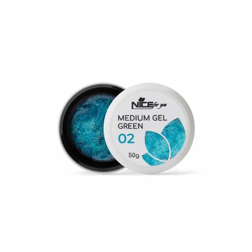 Гель для наращивания Nice for you Medium gel №02 Прозрачный с зеленым с шимером 50 г