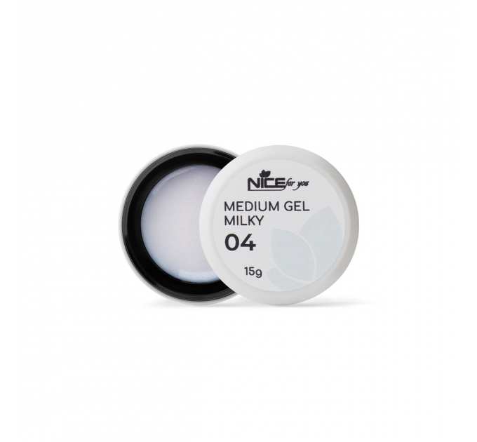 Гель для наращивания Nice for you Medium gel №04 Milky Молочный с шимером 15 г