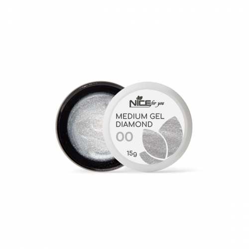 Гель для наращивания Nice for you Medium gel №00 Diamond Прозрачный с серебряным шимером 15 г