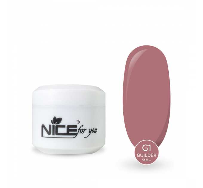Гель для наращивания Nice for you Builder gel G-1 Dusty rose Темный нюд 30 г