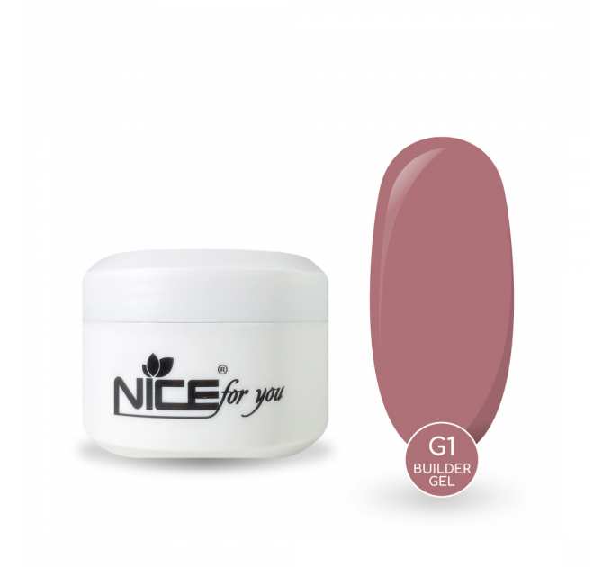 Гель для наращивания Nice for you Builder gel G-1 Dusty rose Темный нюд 50 г