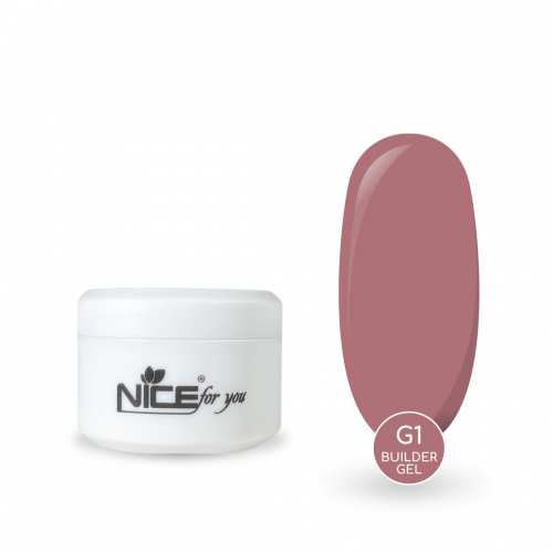 Гель для наращивания Nice for you Builder gel G-1 Dusty rose Темный нюд 15 г