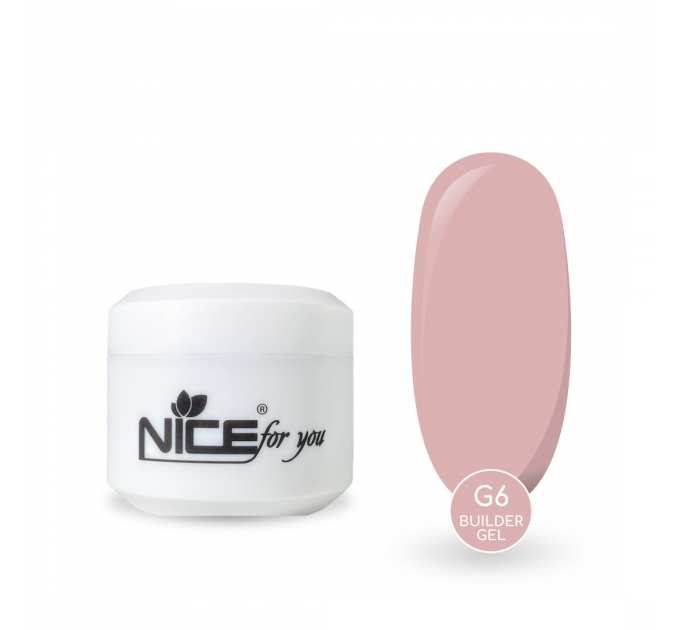 Гель для наращивания Nice for you Builder gel G-6 Natural Pink Розовый нюд 30 г