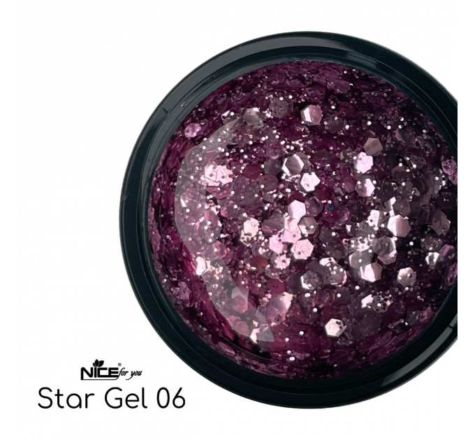 Стар гель Nice for you Star gel №06 Светло-фиолетовый 5 г