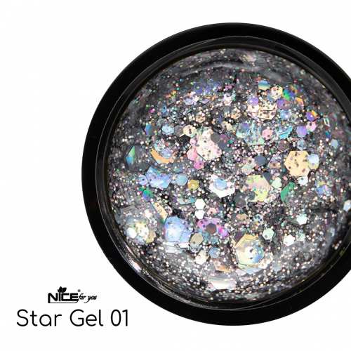 Стар гель Nice for you Star gel №01 Серебристый 5 г