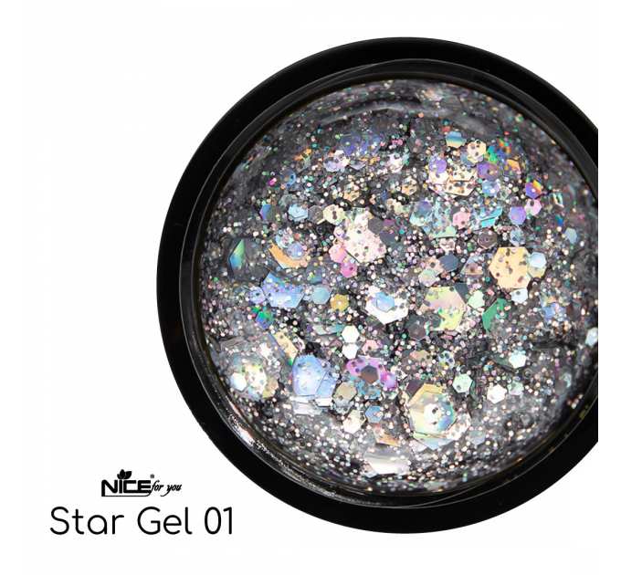 Стар гель Nice for you Star gel №01 Серебристый 5 г