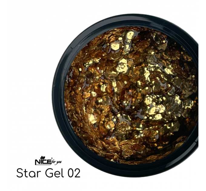 Стар гель Nice for you Star gel №02 Золотистый 5 г