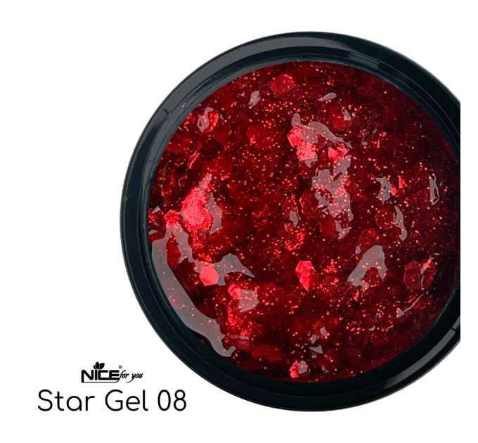 Стар гель Nice for you Star gel №08 Красный 5 г