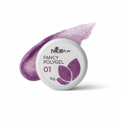 Светоотражающий полигель Nice for you Fancy polygel №1 Nice violet Фиолетовый 15 г