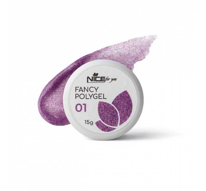 Светоотражающий полигель Nice for you Fancy polygel №1 Nice violet Фиолетовый 15 г