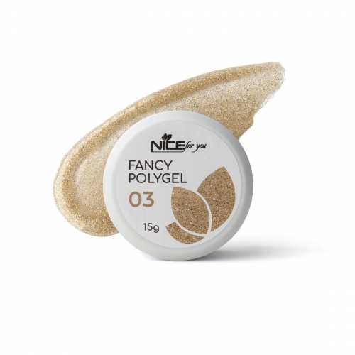 Светоотражающий полигель Nice for you Fancy polygel №3 Delicate goldy Золотистый 15 г