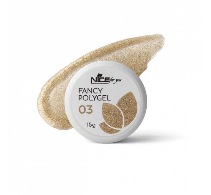 Светоотражающий полигель Nice for you Fancy polygel №3 Delicate goldy Золотистый 15 г