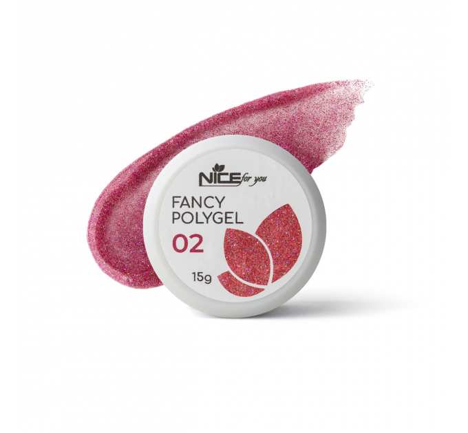 Светоотражающий полигель Nice for you Fancy polygel №2 Lovely pink Розовый 15 г