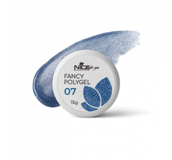 Светоотражающий полигель Nice for you Fancy polygel №7 Fantastic navy Темно-синий 15 г