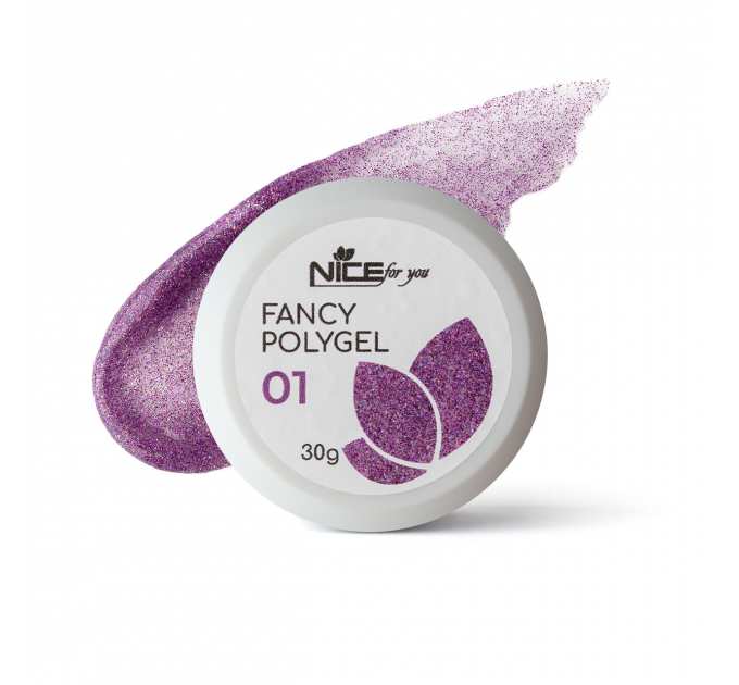 Светоотражающий полигель Nice for you Fancy polygel №1 Nice violet Фиолетовый 30 г