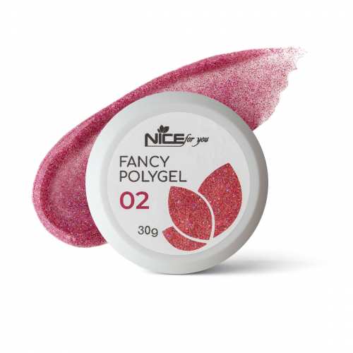Светоотражающий полигель Nice for you Fancy polygel №2 Lovely pink Розовый 30 г