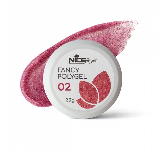 Светоотражающий полигель Nice for you Fancy polygel №2 Lovely pink Розовый 30 г