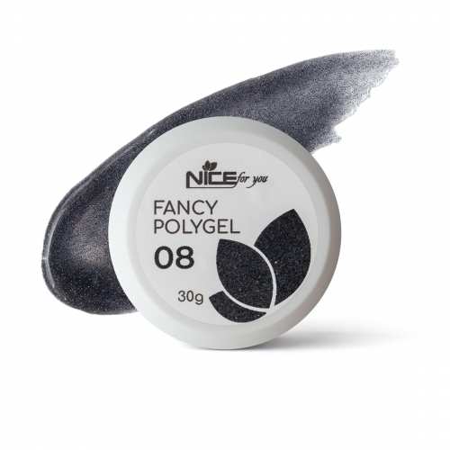 Светоотражающий полигель Nice for you Fancy polygel №8 Awesome black Черный 30 г
