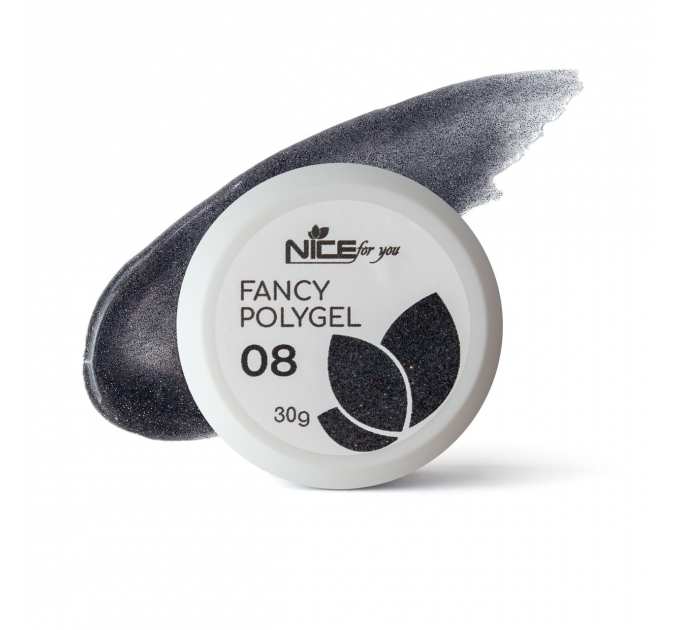 Светоотражающий полигель Nice for you Fancy polygel №8 Awesome black Черный 30 г