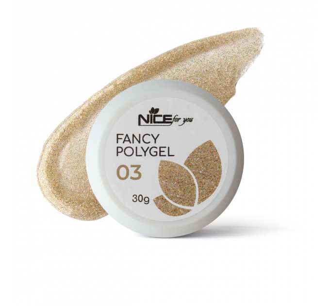 Светоотражающий полигель Nice for you Fancy polygel №3 Delicate goldy Золотистый 30 г