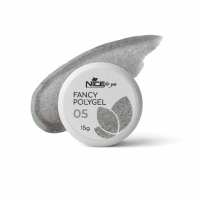 Светоотражающий полигель Nice for you Fancy polygel №5 Amazing silver Серебристый 15 г