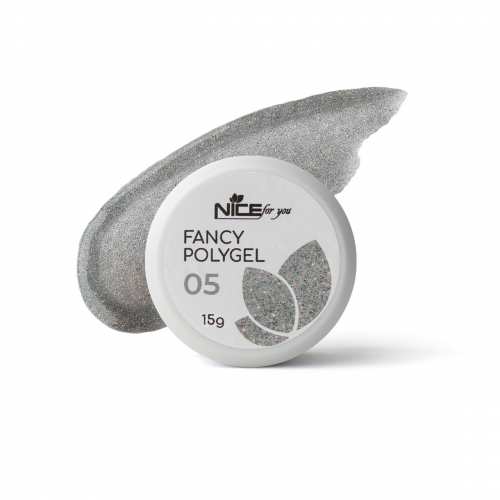 Светоотражающий полигель Nice for you Fancy polygel №5 Amazing silver Серебристый 15 г