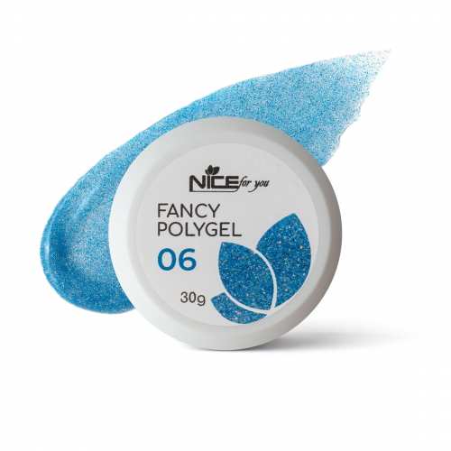 Светоотражающий полигель Nice for you Fancy polygel №6 Glossy blue Синий 30 г